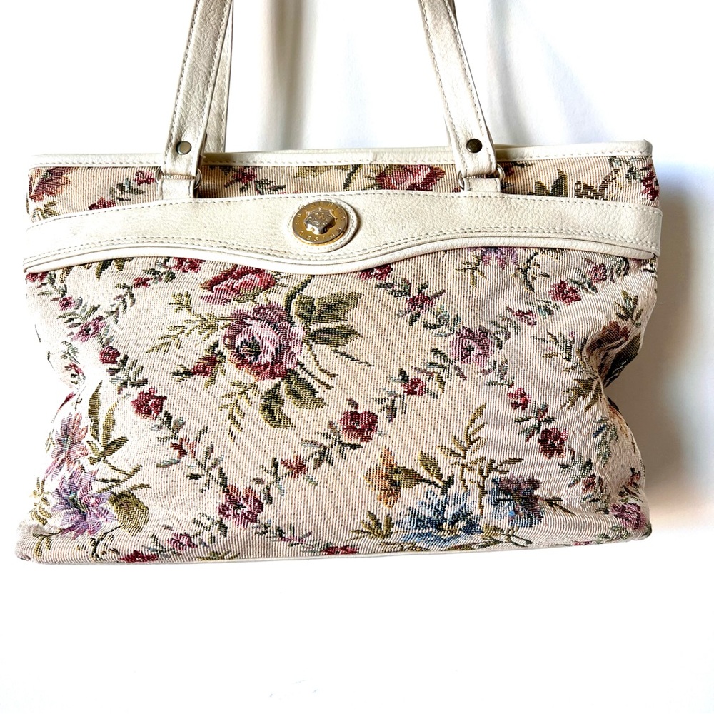 Vintage 80s MITZI Floral Tapestry Carpet Shoulder Tote Bag
